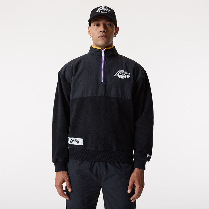 LA Lakers Miesten Half Zip Hupparit Mustat - New Era Vaatteet Tarjota FI-784203